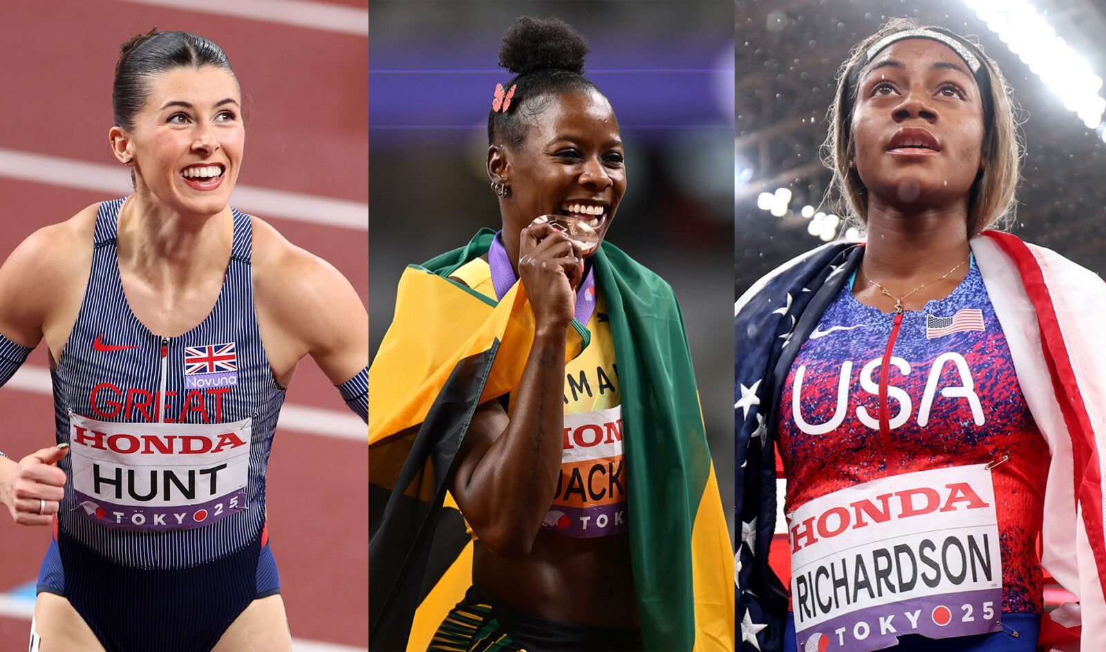 Amy Hunt x Shericka Jackson x Sha’Carri Richardson em Xangai