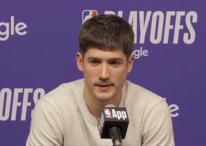 Reed Sheppard em roubo de embreagem contra LeBron James no jogo 5